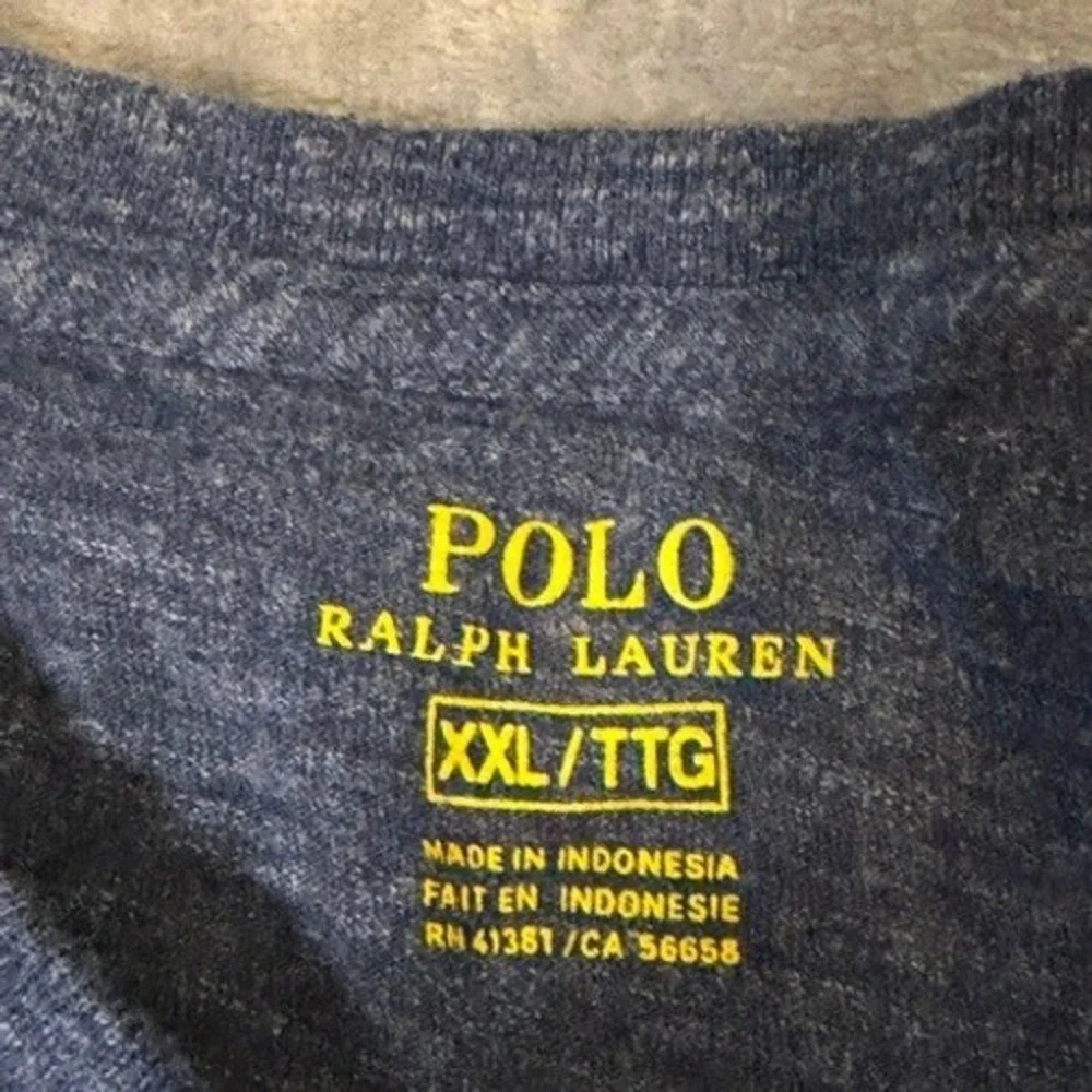 Polo Ralph Lauren T-Shirt Men XXL Blue Long Sleeve Pony Logo Heathered Cotton
